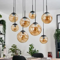 Gastor Suspension, Boule lumineuse, Suspension Ambre, 8 lumières