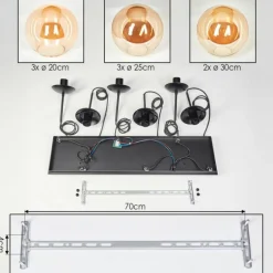 Gastor Suspension, Boule lumineuse, Suspension Ambre, 8 lumières