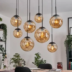 Gastor Suspension, Boule lumineuse, Suspension Ambre, 8 lumières
