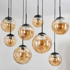 Gastor Suspension, Boule lumineuse, Suspension Ambre, 8 lumières