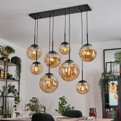 Gastor Suspension, Boule lumineuse, Suspension Ambre, 8 lumières
