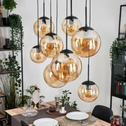 Gastor Suspension, Boule lumineuse, Suspension Ambre, 8 lumières