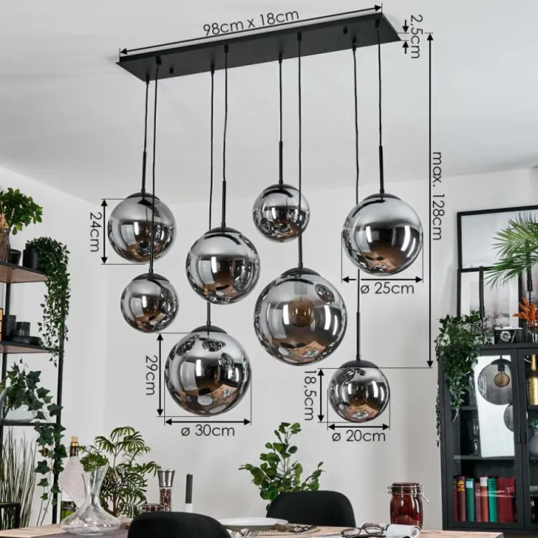 Gastor Suspension, Boule lumineuse, Suspension Fumé, 8 lumières