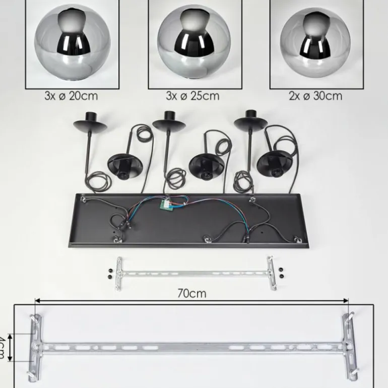 Gastor Suspension, Boule lumineuse, Suspension Fumé, 8 lumières