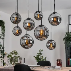 Gastor Suspension, Boule lumineuse, Suspension Fumé, 8 lumières