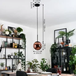 Gastor Suspension, Boule lumineuse, Suspension Cuivré, 1 lumière