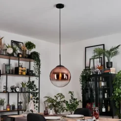 Gastor Suspension, Boule lumineuse, Suspension 30 cm Clair, Cuivré, 1 lumière