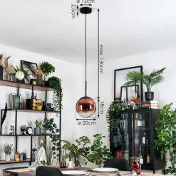 Gastor Suspension, Boule lumineuse, Suspension Clair, Cuivré, 1 lumière