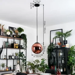 Gastor Suspension, Boule lumineuse, Suspension Cuivré, 1 lumière