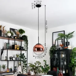 Gastor Suspension, Boule lumineuse, Suspension Clair, Cuivré, 1 lumière