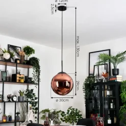 Gastor Suspension, Boule lumineuse, Suspension Cuivré, 1 lumière