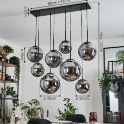 Gastor Suspension, Boule lumineuse, Suspension Fumé, 8 lumières