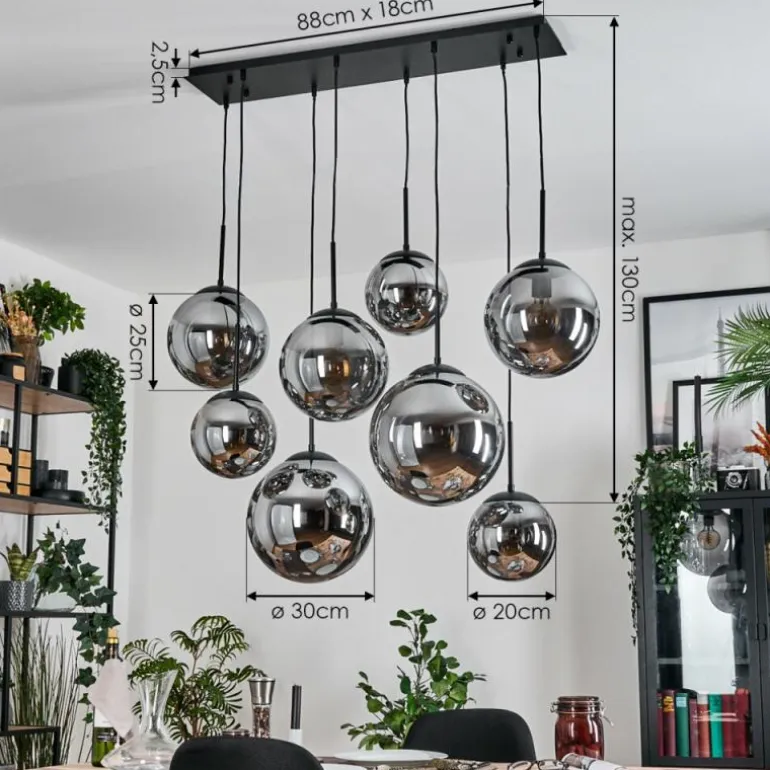 Gastor Suspension, Boule lumineuse, Suspension Fumé, 8 lumières