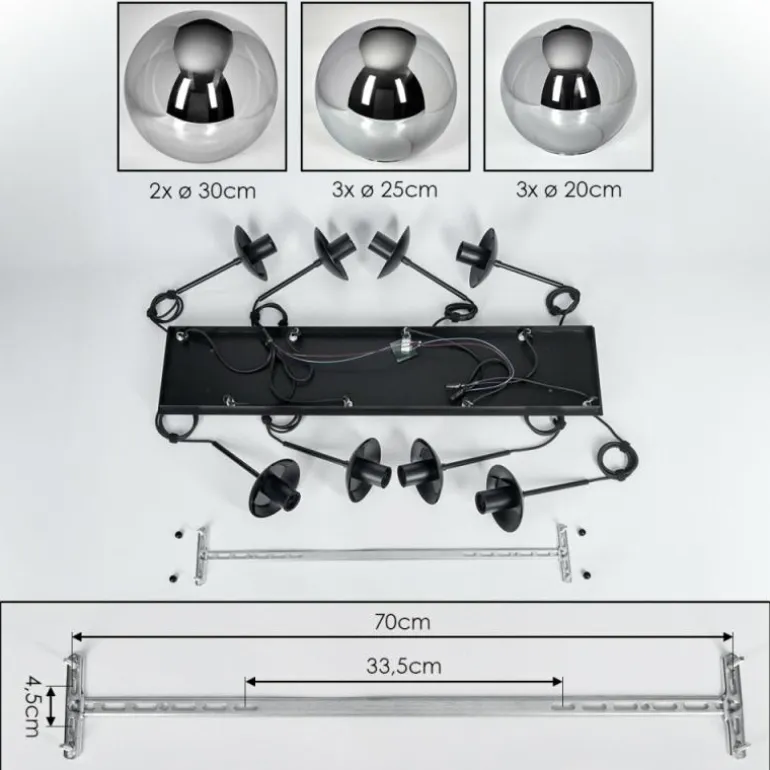 Gastor Suspension, Boule lumineuse, Suspension Fumé, 8 lumières
