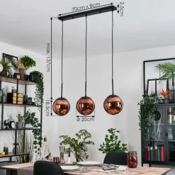 Gastor Suspension, Boule lumineuse, Suspension Cuivré, 3 lumières