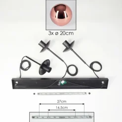 Gastor Suspension, Boule lumineuse, Suspension Cuivré, 3 lumières