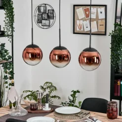 Gastor Suspension, Boule lumineuse, Suspension 20 cm Clair, Cuivré, 3 lumières