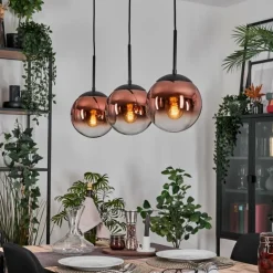 Gastor Suspension, Boule lumineuse, Suspension 20 cm Clair, Cuivré, 3 lumières