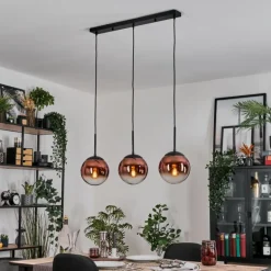 Gastor Suspension, Boule lumineuse, Suspension 20 cm Clair, Cuivré, 3 lumières