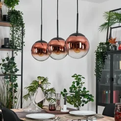 Gastor Suspension, Boule lumineuse, Suspension 20 cm Clair, Cuivré, 3 lumières