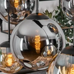 Gastor Suspension, Boule lumineuse, Suspension Ambre, Fumé, 6 lumières
