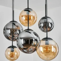 Gastor Suspension, Boule lumineuse, Suspension Ambre, Fumé, 6 lumières