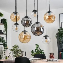 Gastor Suspension, Boule lumineuse, Suspension Ambre, Clair, Fumé, 8 lumières