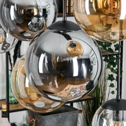 Gastor Suspension, Boule lumineuse, Suspension Ambre, Clair, Fumé, 8 lumières