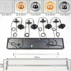 Gastor Suspension, Boule lumineuse, Suspension Ambre, Clair, Fumé, 8 lumières