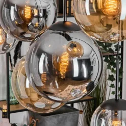 Gastor Suspension, Boule lumineuse, Suspension Ambre, Clair, Fumé, 8 lumières