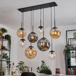 Gastor Suspension, Boule lumineuse, Suspension Ambre, Clair, Fumé, 8 lumières