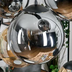 Gastor Suspension, Boule lumineuse, Suspension Ambre, Fumé, 8 lumières