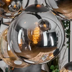 Gastor Suspension, Boule lumineuse, Suspension Ambre, Fumé, 8 lumières
