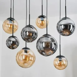 Gastor Suspension, Boule lumineuse, Suspension Ambre, Fumé, 8 lumières