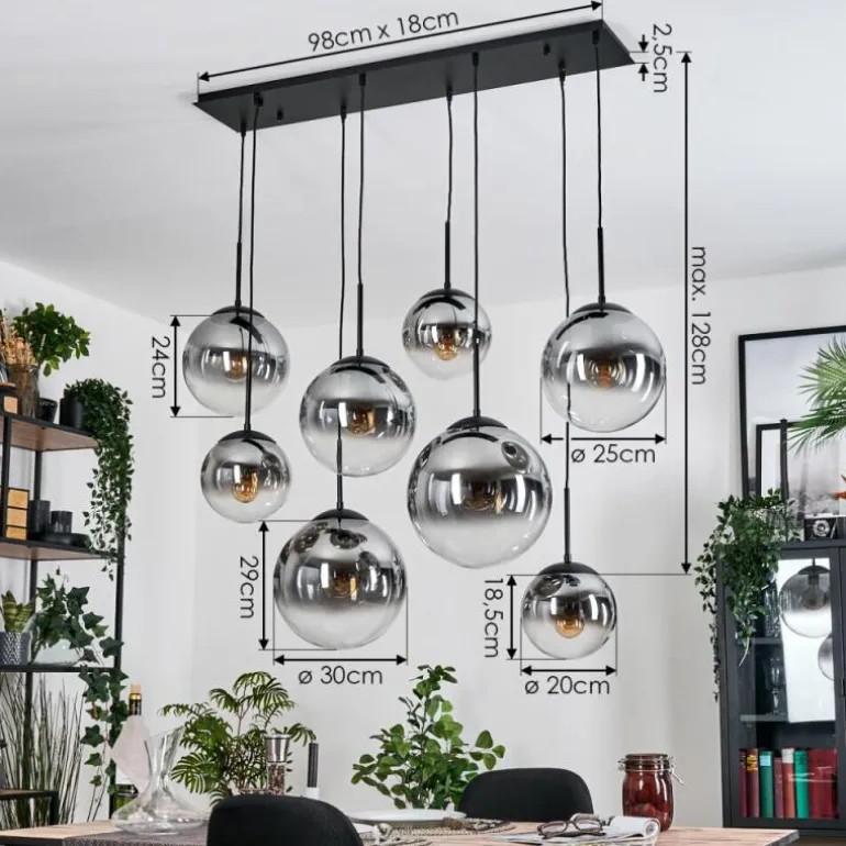 Gastor Suspension, Boule lumineuse, Suspension Clair, Fumé, 8 lumières