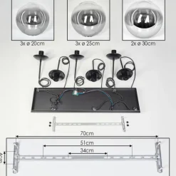 Gastor Suspension, Boule lumineuse, Suspension Clair, Fumé, 8 lumières