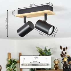 Gesteira Plafonnier, Spot de plafond Écru, Noir, 2 lumières