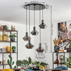 Gillbergatorp Suspension, Boule lumineuse, Suspension Chrome, Fumé, 5 lumières