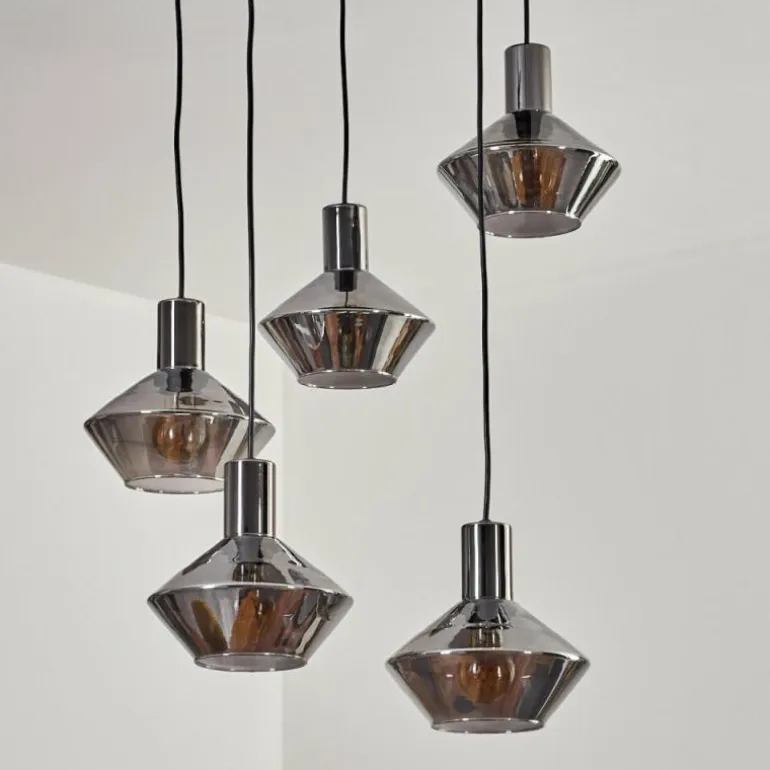Gillbergatorp Suspension, Boule lumineuse, Suspension Chrome, Fumé, 5 lumières