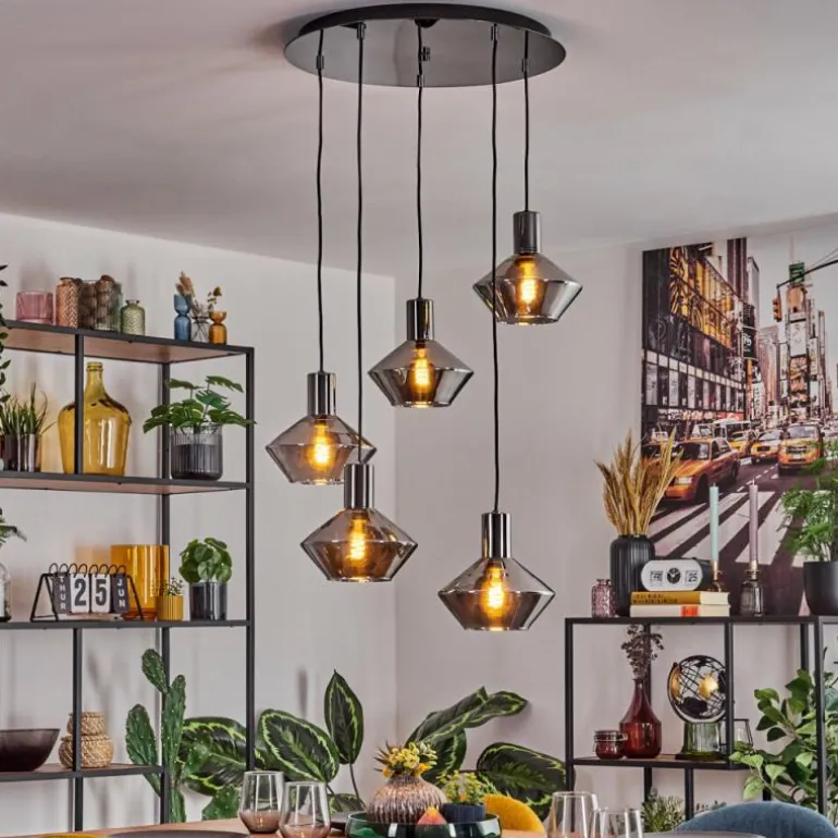 Gillbergatorp Suspension, Boule lumineuse, Suspension Chrome, Fumé, 5 lumières