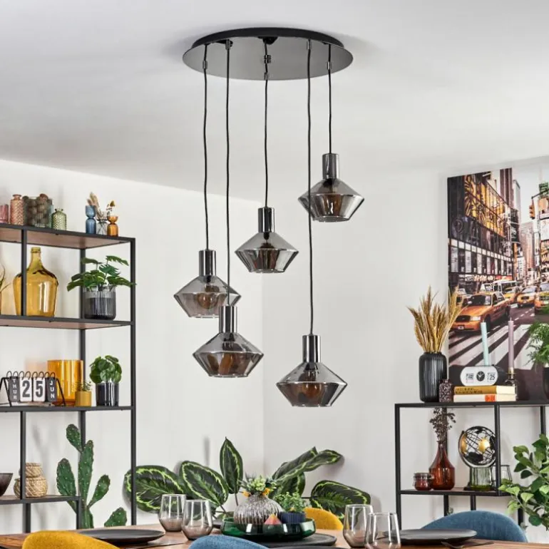 Gillbergatorp Suspension, Boule lumineuse, Suspension Chrome, Fumé, 5 lumières