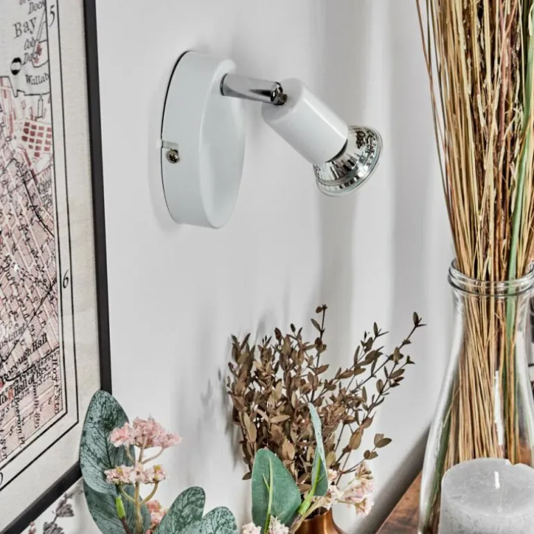 Gjedso Spot de plafond, Applique murale, Spot mural LED Chrome, Blanc, 1 lumière
