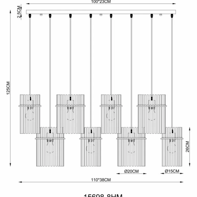 Gorley Suspension Luminaires Globo Lighting Or, 8 lumières