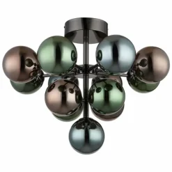 Grappy Plafonnier Luminaires Globo Lighting Chrome, Noir, 13 lumières