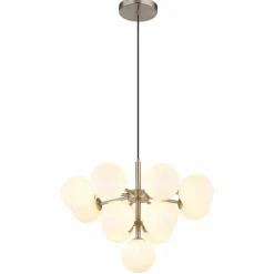 Grappy Suspension Luminaires Globo Lighting Nickel mat, 13 lumières