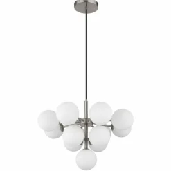 Grappy Suspension Luminaires Globo Lighting Nickel mat, 13 lumières