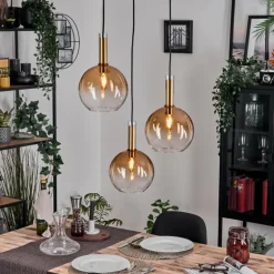 Grovsta Suspension, Boule lumineuse, Suspension Or, Noir, 3 lumières