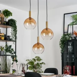 Grovsta Suspension, Boule lumineuse, Suspension Or, Noir, 3 lumières