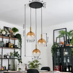 Grovsta Suspension, Boule lumineuse, Suspension Or, Noir, 3 lumières