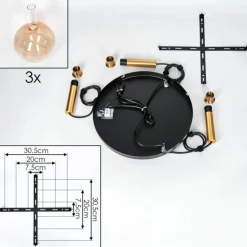 Grovsta Suspension, Boule lumineuse, Suspension Or, Noir, 3 lumières